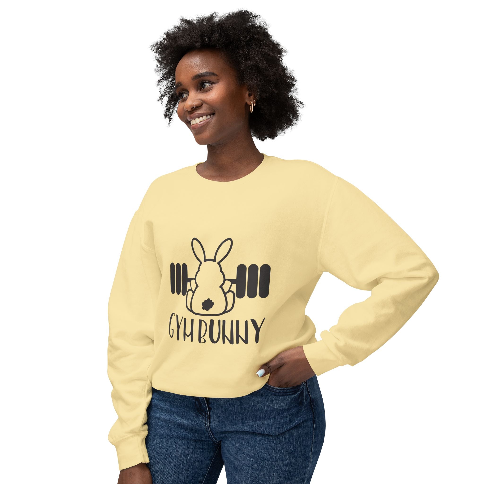 Sweatshirt: Gym Bunny Unisex Lightweight Crewneck Sweatshirt - Perfect for Fitness Enthusiasts