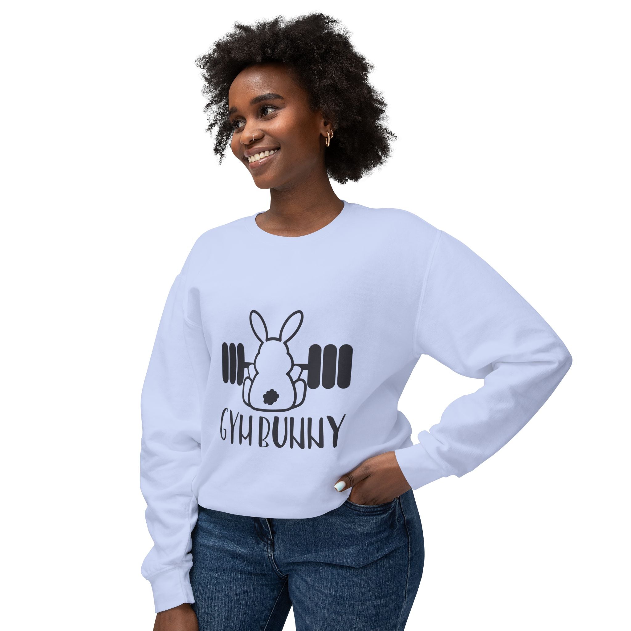 Sweatshirt: Gym Bunny Unisex Lightweight Crewneck Sweatshirt - Perfect for Fitness Enthusiasts