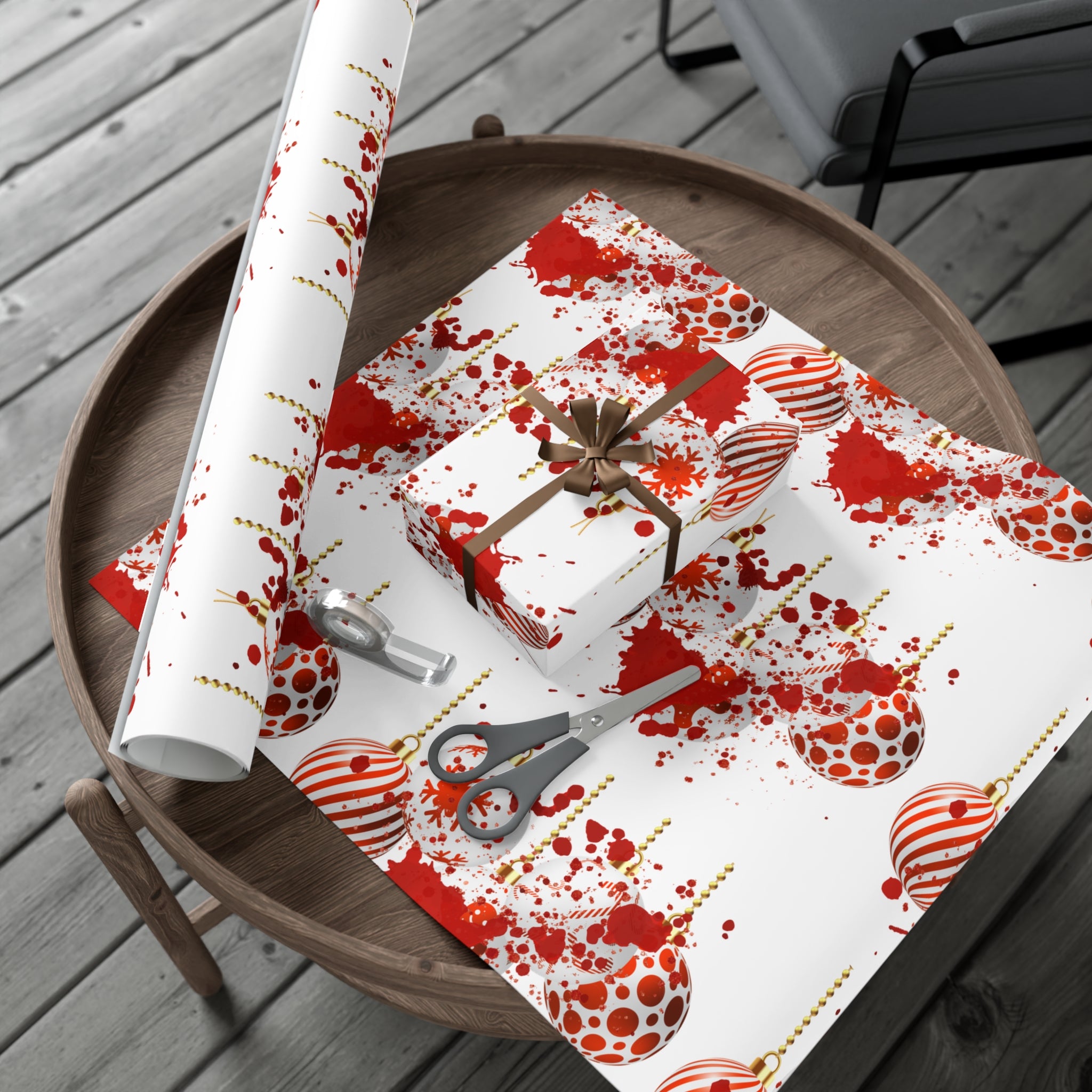 Wrapping Paper: Bloody Baubles | Holiday Crime Theme