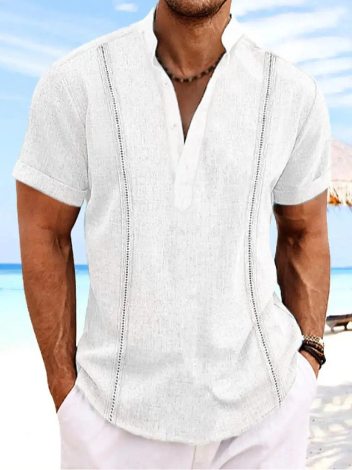 Men’s Big & Tall Casual Shirt – Button Trim, Short Sleeves