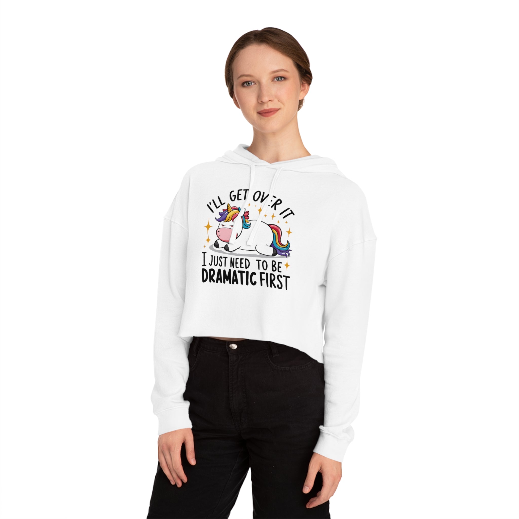 Dramatic Unicorn Cropped Hoodie for Women