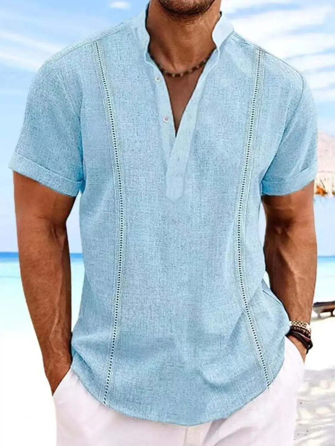 Men’s Big & Tall Casual Shirt – Button Trim, Short Sleeves