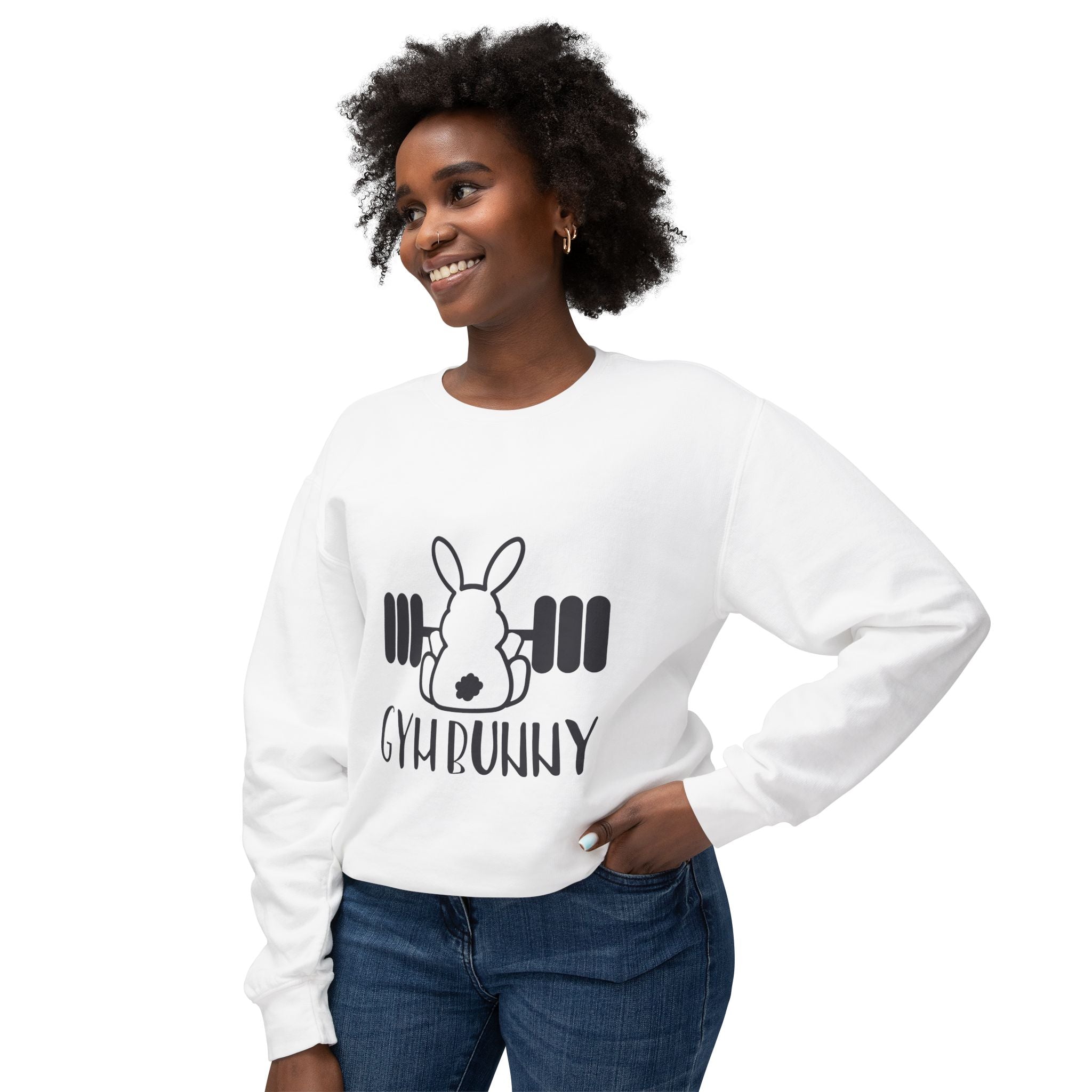 Sweatshirt: Gym Bunny Unisex Lightweight Crewneck Sweatshirt - Perfect for Fitness Enthusiasts