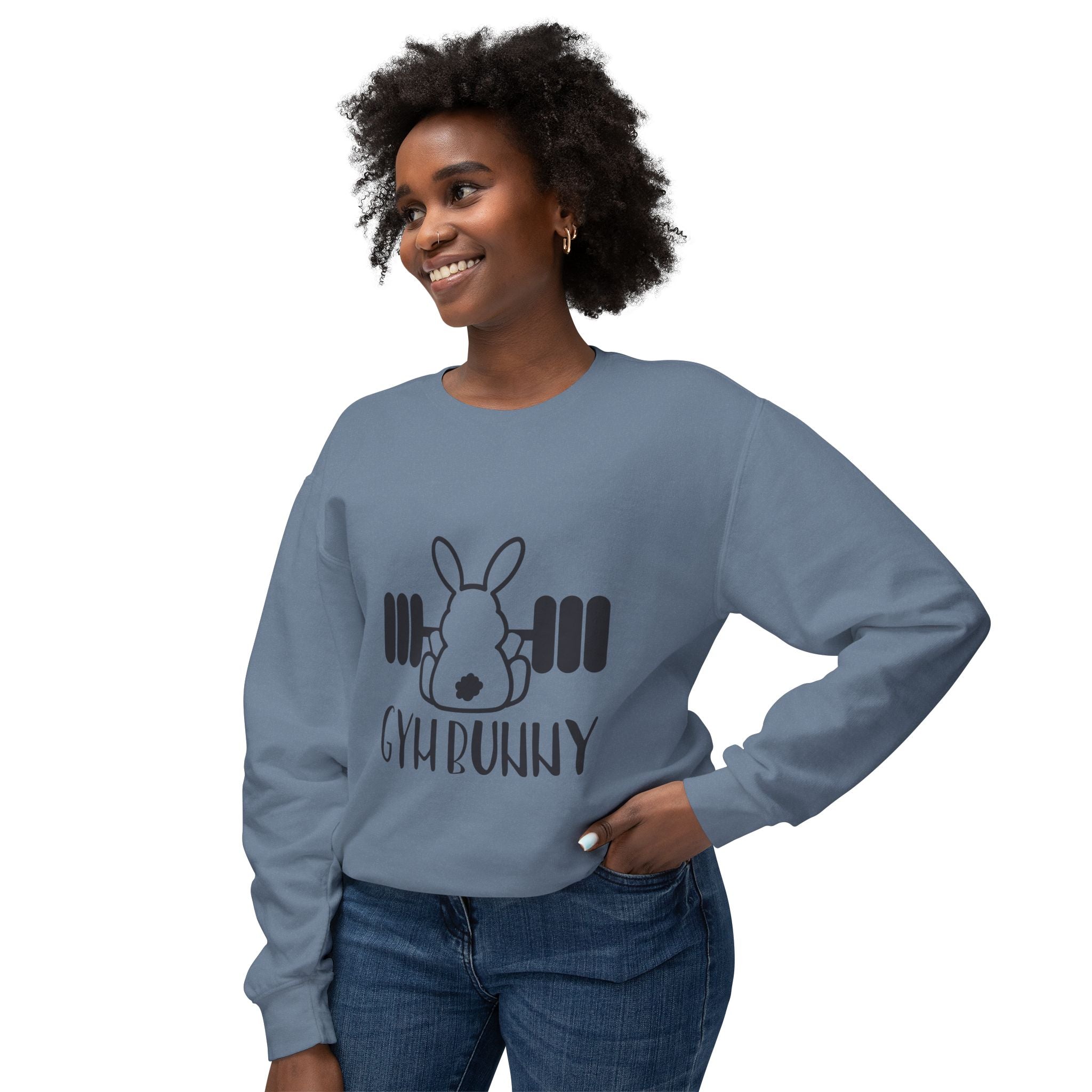 Sweatshirt: Gym Bunny Unisex Lightweight Crewneck Sweatshirt - Perfect for Fitness Enthusiasts