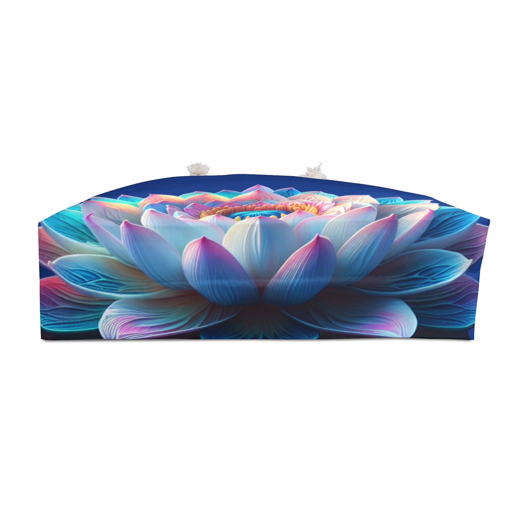 Tote Bag: Lotus Reflection Asymmetric Weekender Bag in Lake Blue - Perfect for Travel & Yoga Retreats