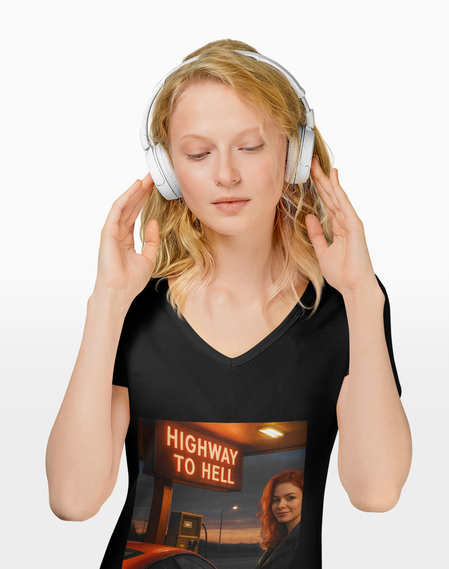 T-Shirt: To Hell - V-Neck Tee - Unisex Jersey Shirt, Casual Graphic Tee, Gift for Music Lovers, Rock and Roll Apparel, Concert Wear