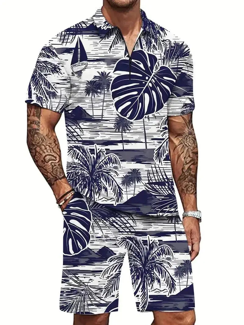Men's Casual Beach Shorts Set – Lightweight 2-Piece Outfit for Summer Comfort and Style