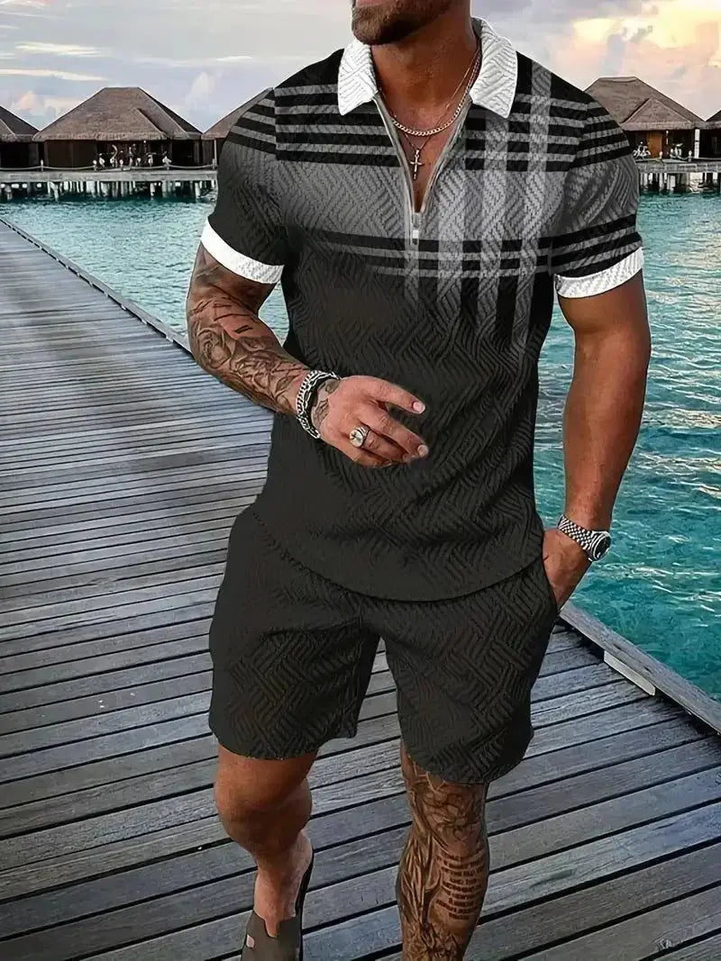 Men's Casual Beach Shorts Set – Lightweight 2-Piece Outfit for Summer Comfort and Style