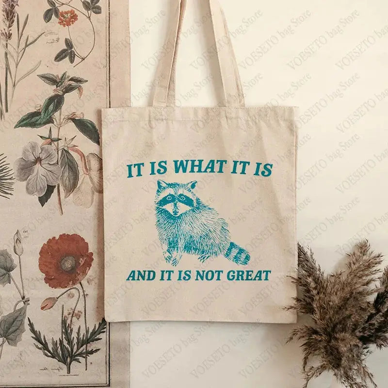 Tote Bag: 'It is what it is' Funny Raccoon Bag