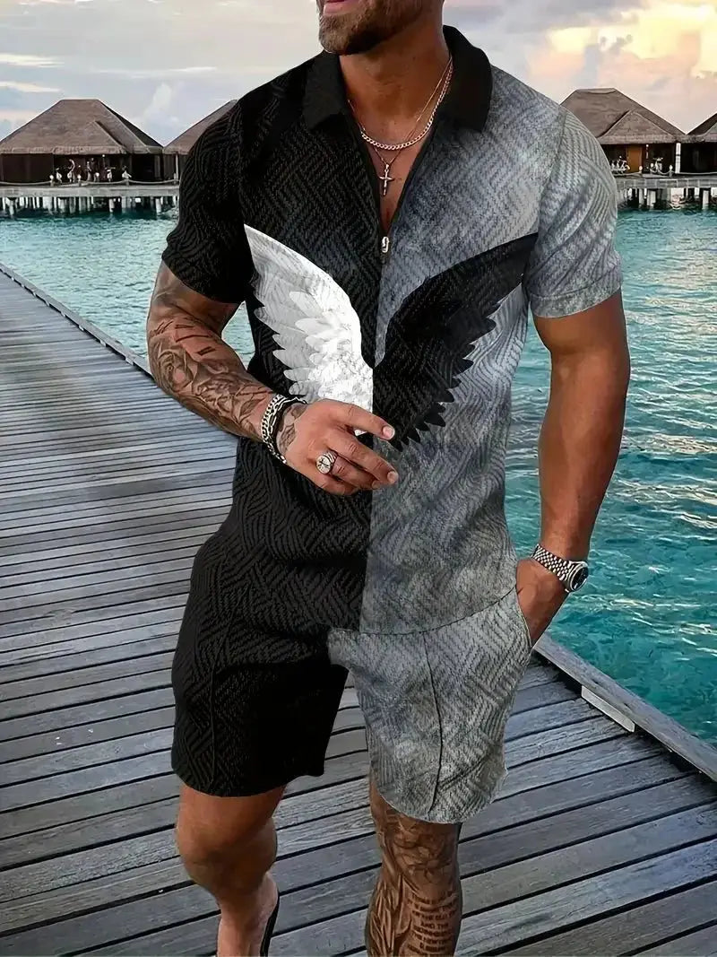 Men's Casual Beach Shorts Set – Lightweight 2-Piece Outfit for Summer Comfort and Style
