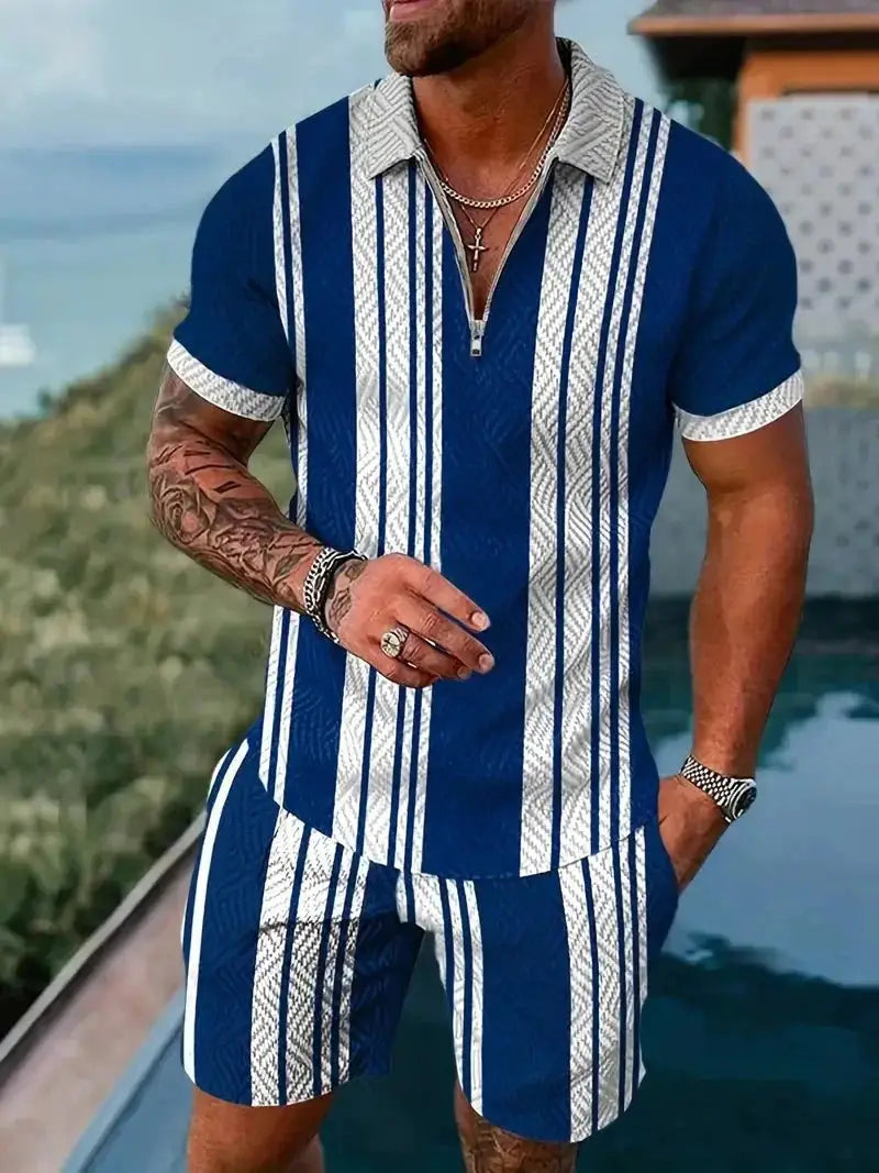 Men's Casual Beach Shorts Set – Lightweight 2-Piece Outfit for Summer Comfort and Style