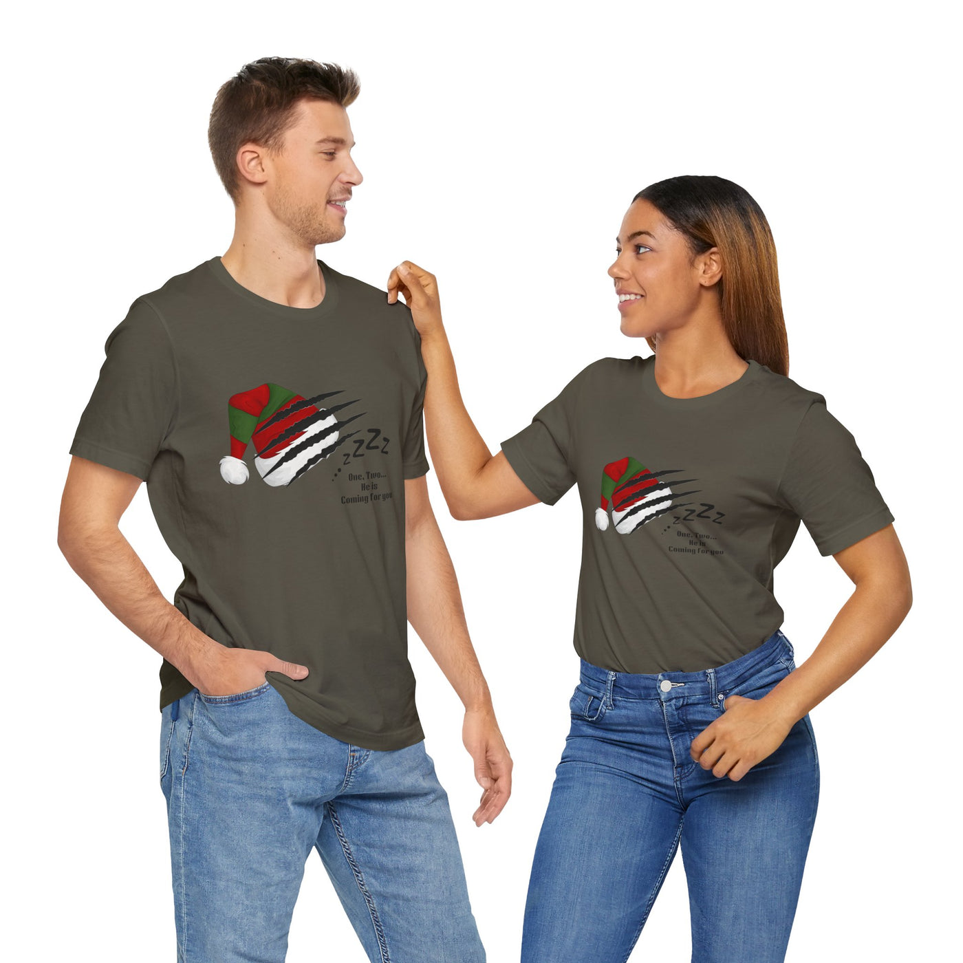 Unisex t-shirt with a Nightmare on Elm Street holiday horror graphic.