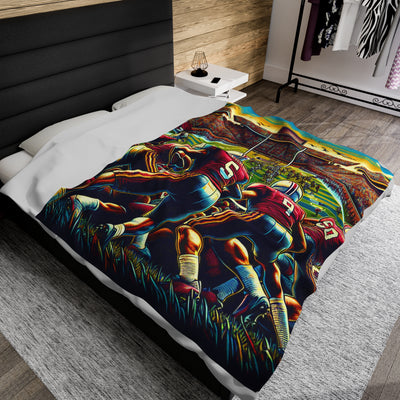 Blanket: Vintage Football Velveteen Plush Blanket (Your Football Team MTO)