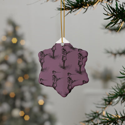 Ornaments: Plague Print in Dusty Rose in Ceramic
