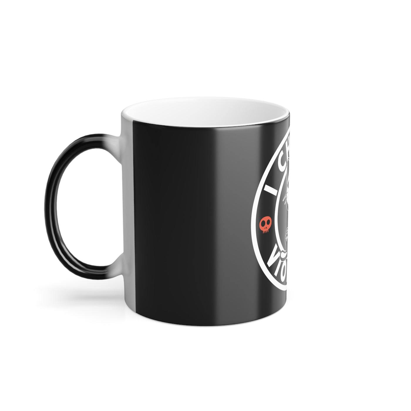 Mug: Color Morphing Mug with Funny Cat Design, I Choose Violence Coffee Cup, Unique Gift for Cat Lovers, Fun Kitchenware, Color Changing Mug