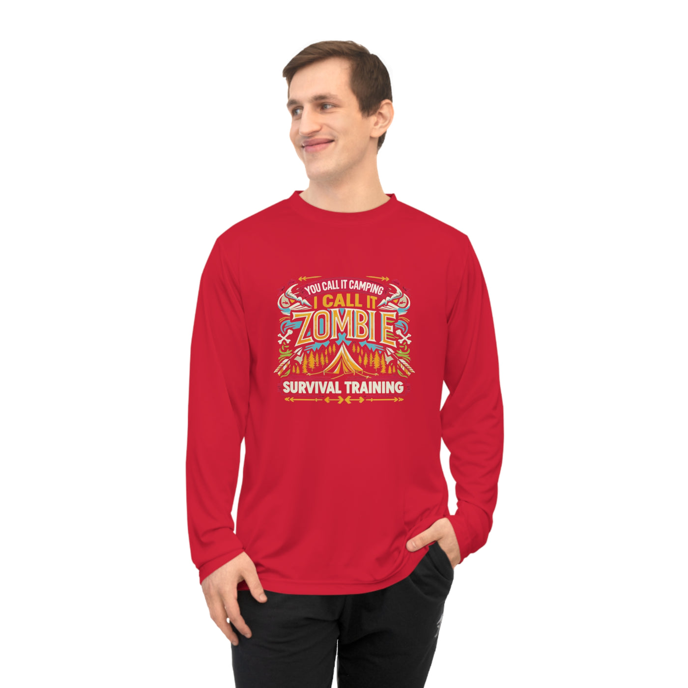 Long Sleeve Shirt: Unisex Performance Long Sleeve Shirt Zombie Survival
