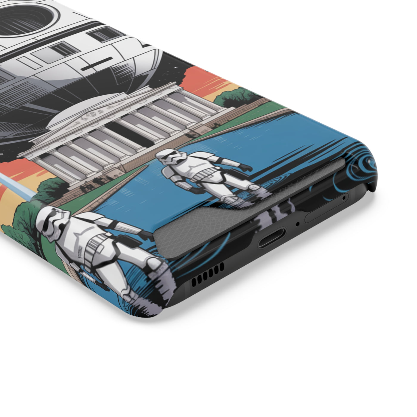 Phone Case: Galaxy-Inspired Phone Case with Card Holder, Space-Themed Gift, Star Wars-Inspired Design, Geek Accessories, Unique Phone Cover
