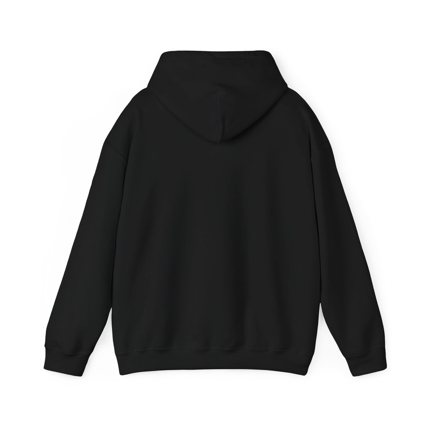 Black hooded sweatshirt with a relaxed fit.