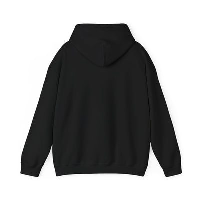 Black hooded sweatshirt with a relaxed fit.