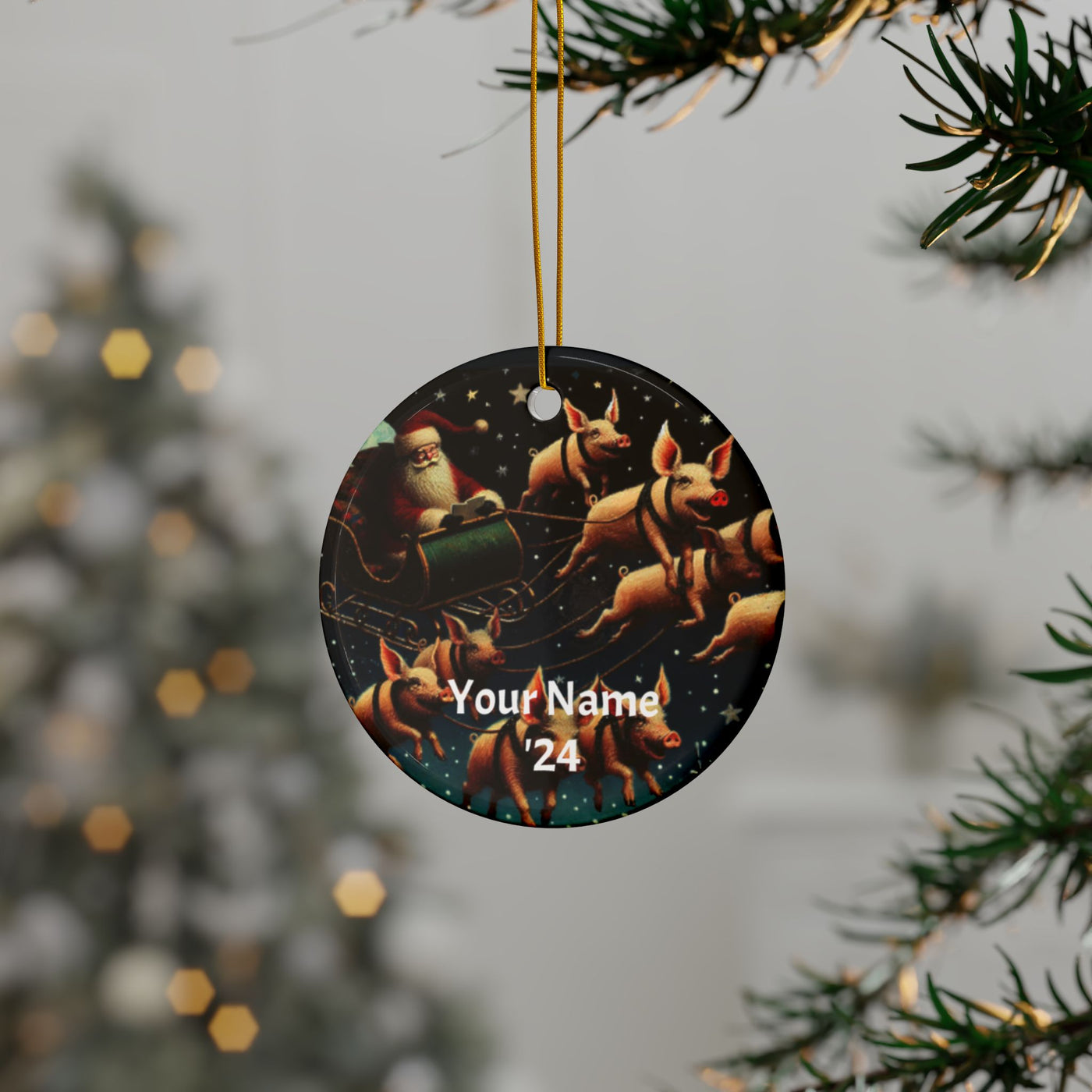Ceramic Ornaments - When Pigs Fly Personalized Ornament