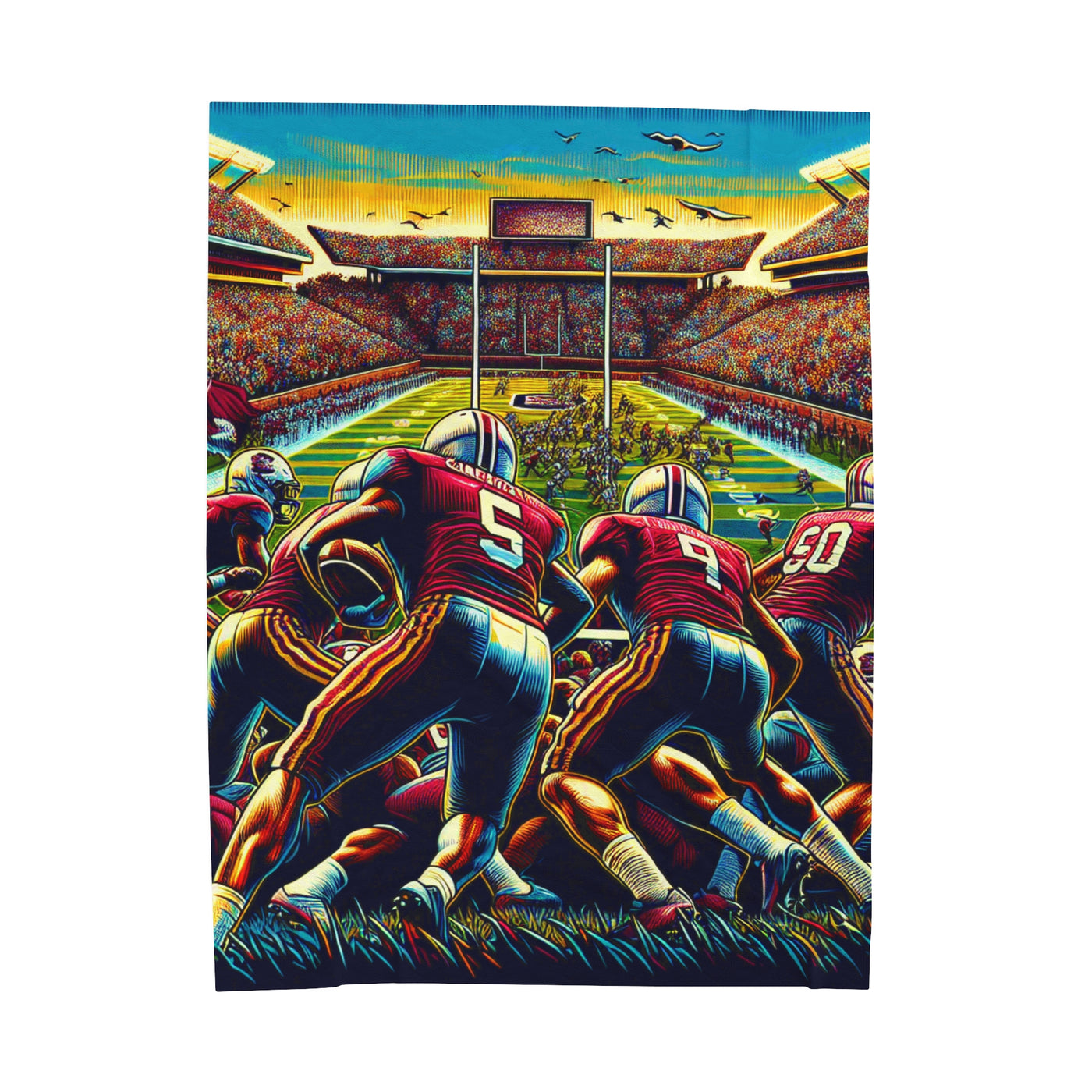 Blanket: Vintage Football Velveteen Plush Blanket (Your Football Team MTO)