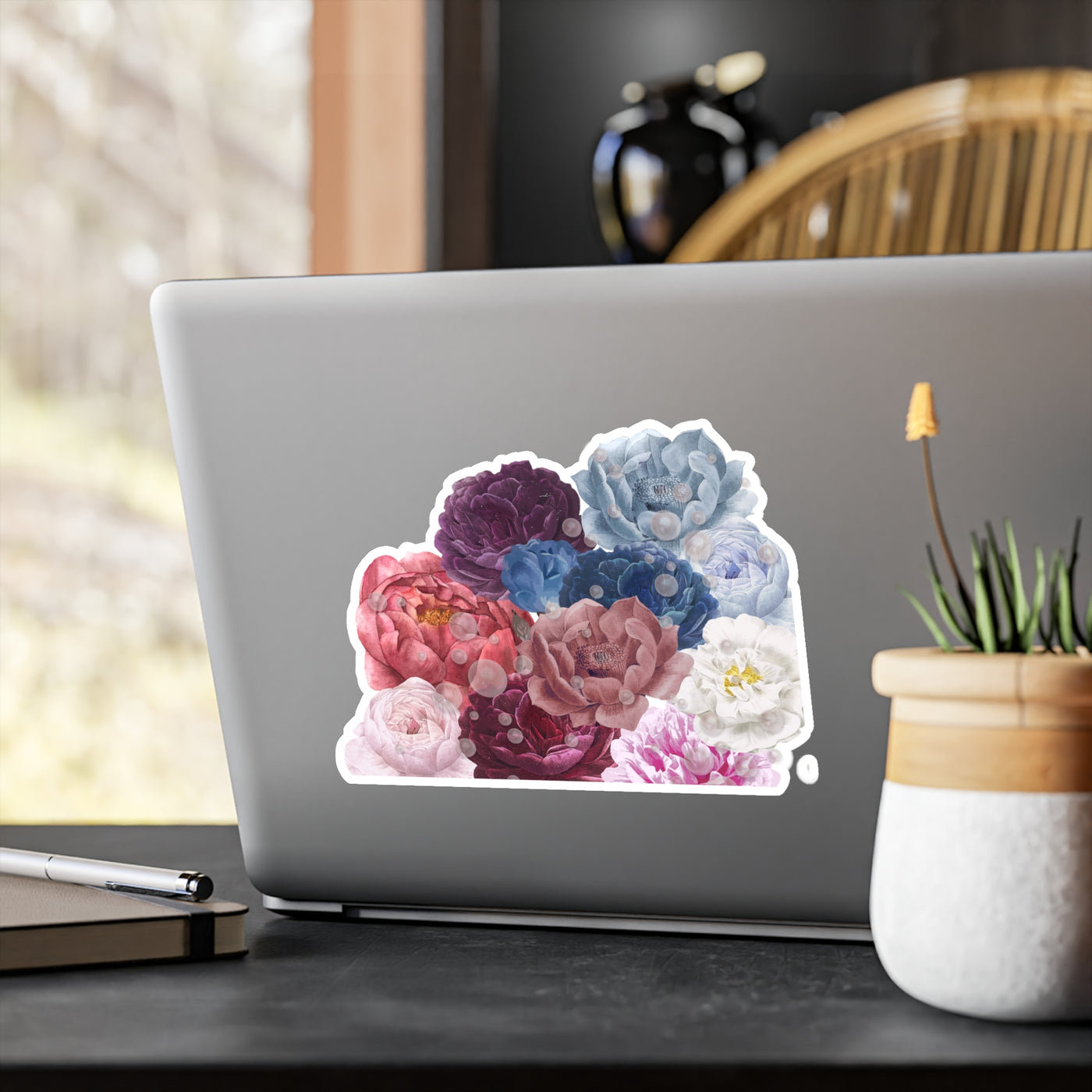 Kiss Cut Stickers: Peonies with Pearls