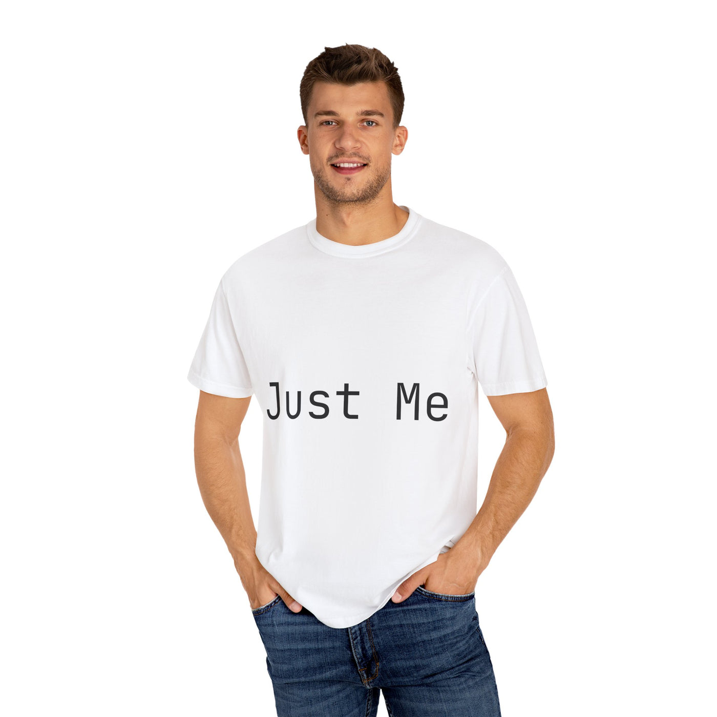 Unisex Garment-Dyed T-shirt: Just Me & IRL, Casual Wear, Gift for Friends, Everyday Style, Self-Expression Tee