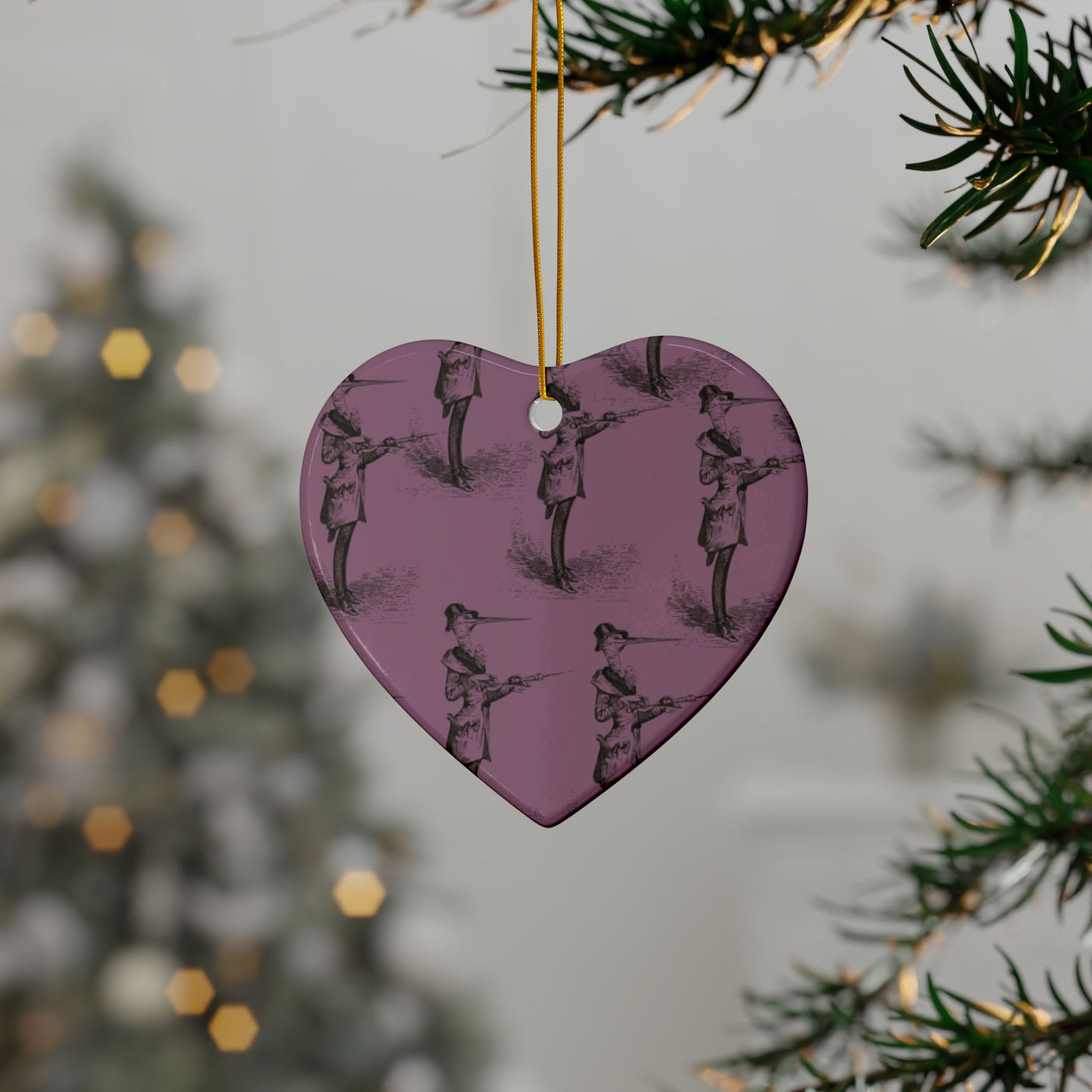 Ornaments: Plague Print in Dusty Rose in Ceramic