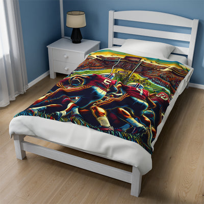 Blanket: Vintage Football Velveteen Plush Blanket (Your Football Team MTO)