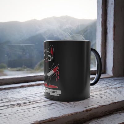 Mug: Murder Cat Mug, Fun Gift for Cat Lovers, Oops! Design, Heat Sensitive Coffee Mug, Playful Kitchen Decor