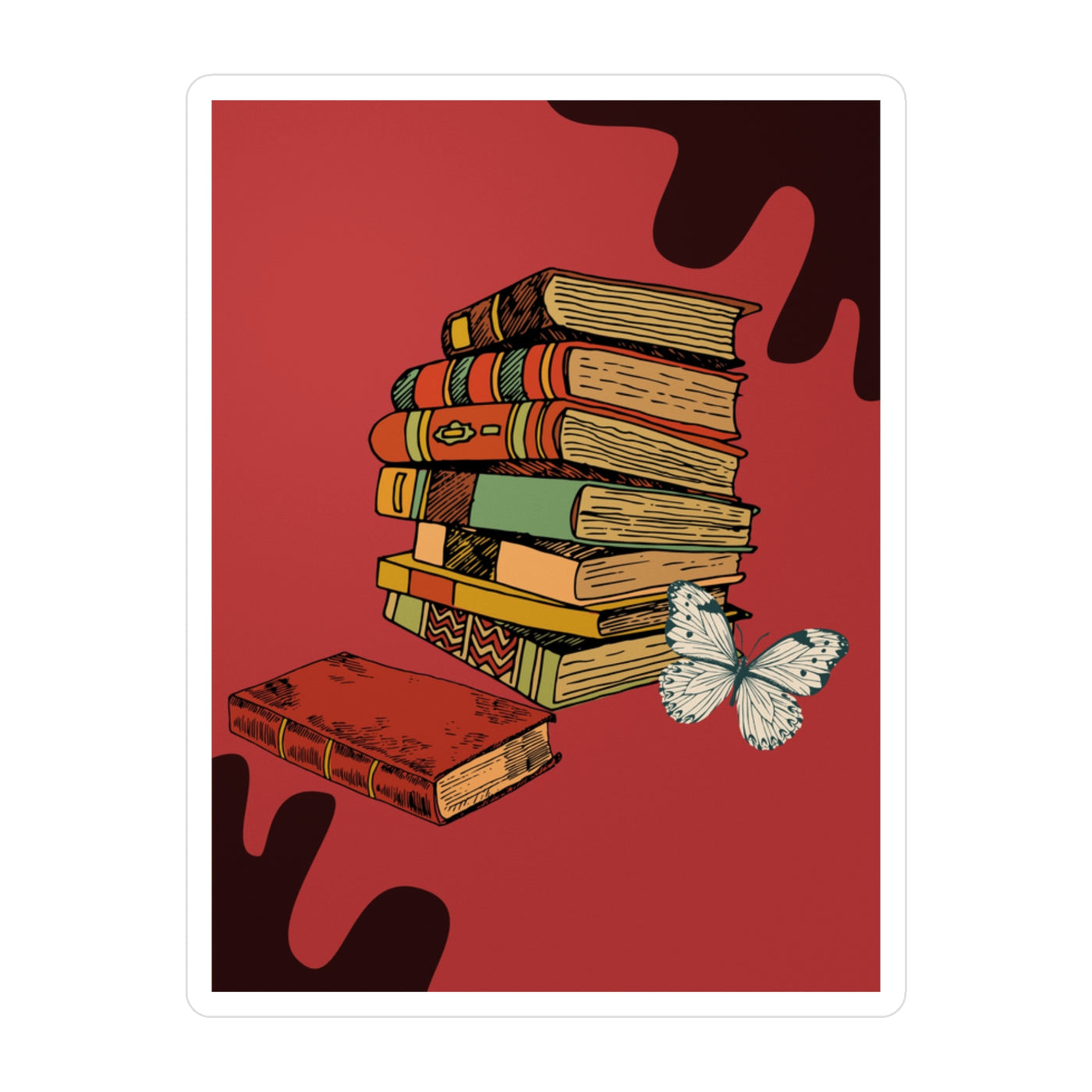 Sticker: A red Stack of Books | Vinyl Decal