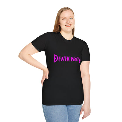 T-Shirt: Pink Death Note-Inspired Unisex Softstyle T-Shirt | Anime Fanart Apparel, Gift for Geek Culture, Cozy Everyday Wear, Casual Outfit, Pop Culture Merchandise