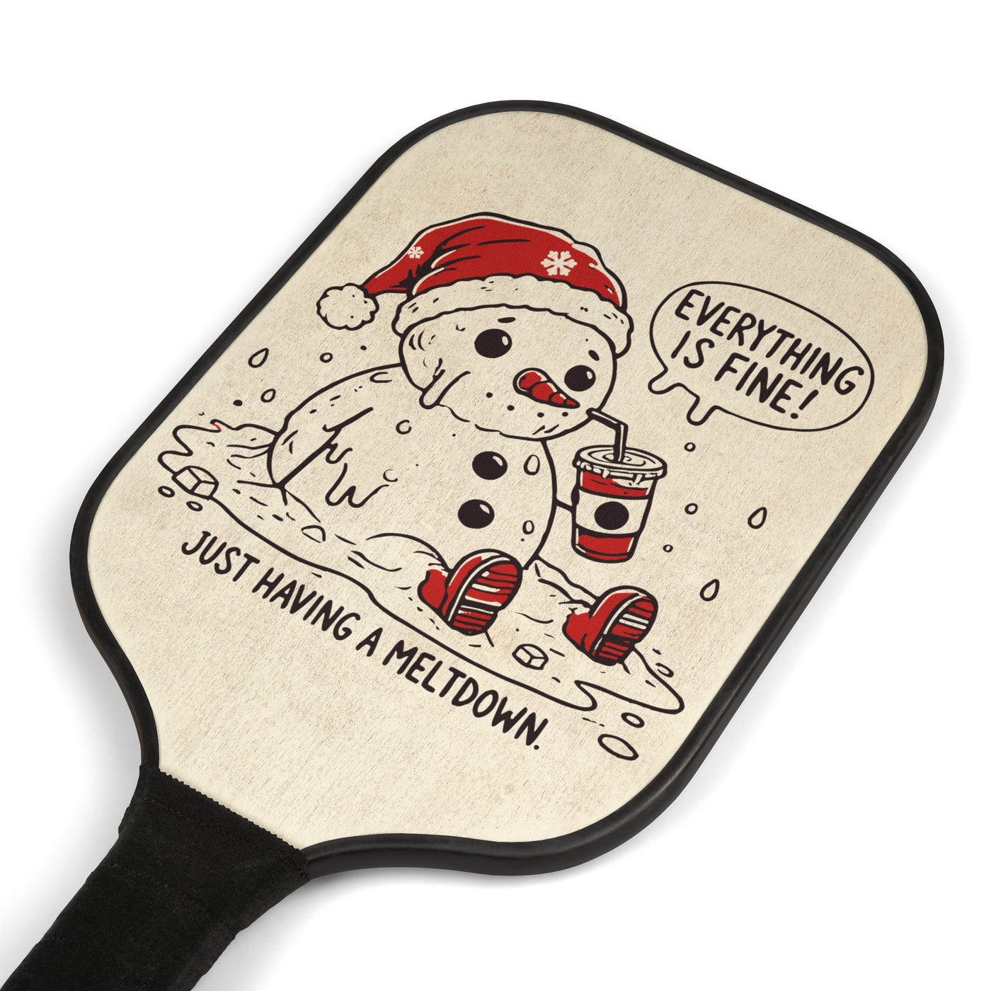 Pickleball Paddle Set - "Everything is Fine" Melting Design