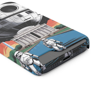 Phone Case: Galaxy-Inspired Phone Case with Card Holder, Space-Themed Gift, Star Wars-Inspired Design, Geek Accessories, Unique Phone Cover