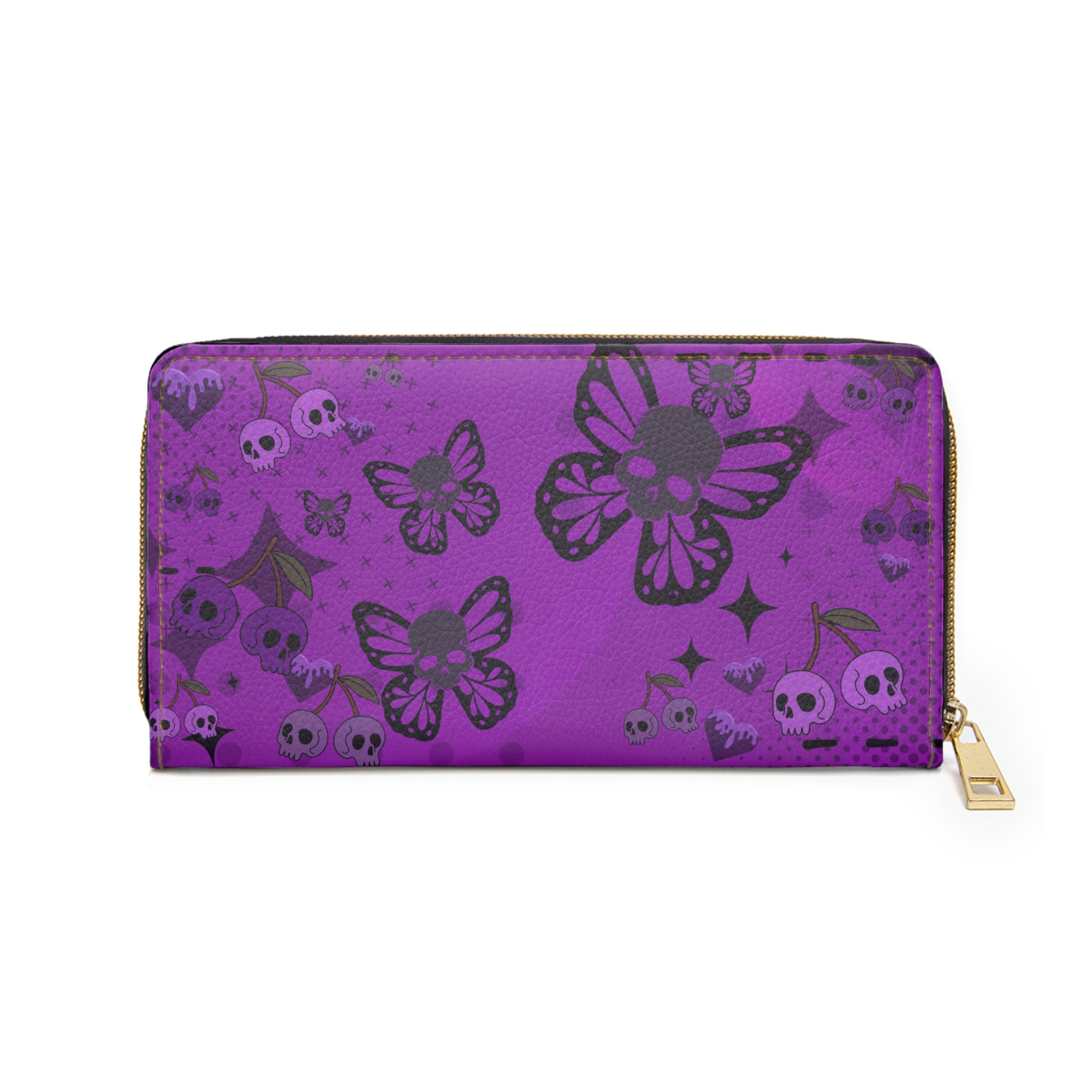 Wallet: Purple Cherry Skull | Gothic Skull & Butterfly