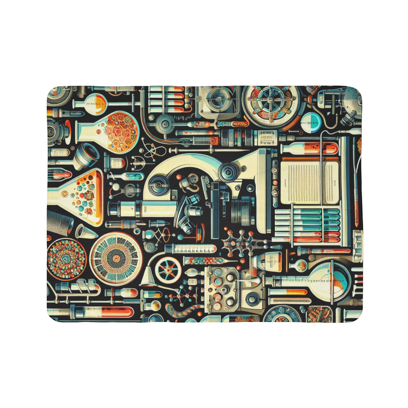 Science-Themed Fleece Sherpa Blanket - Cozy Lab Design for Students and Scientists