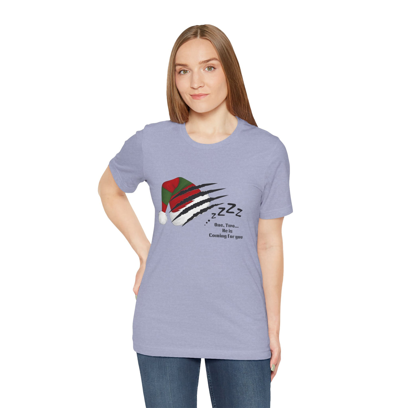 Unisex t-shirt with a Nightmare on Elm Street holiday graphic.