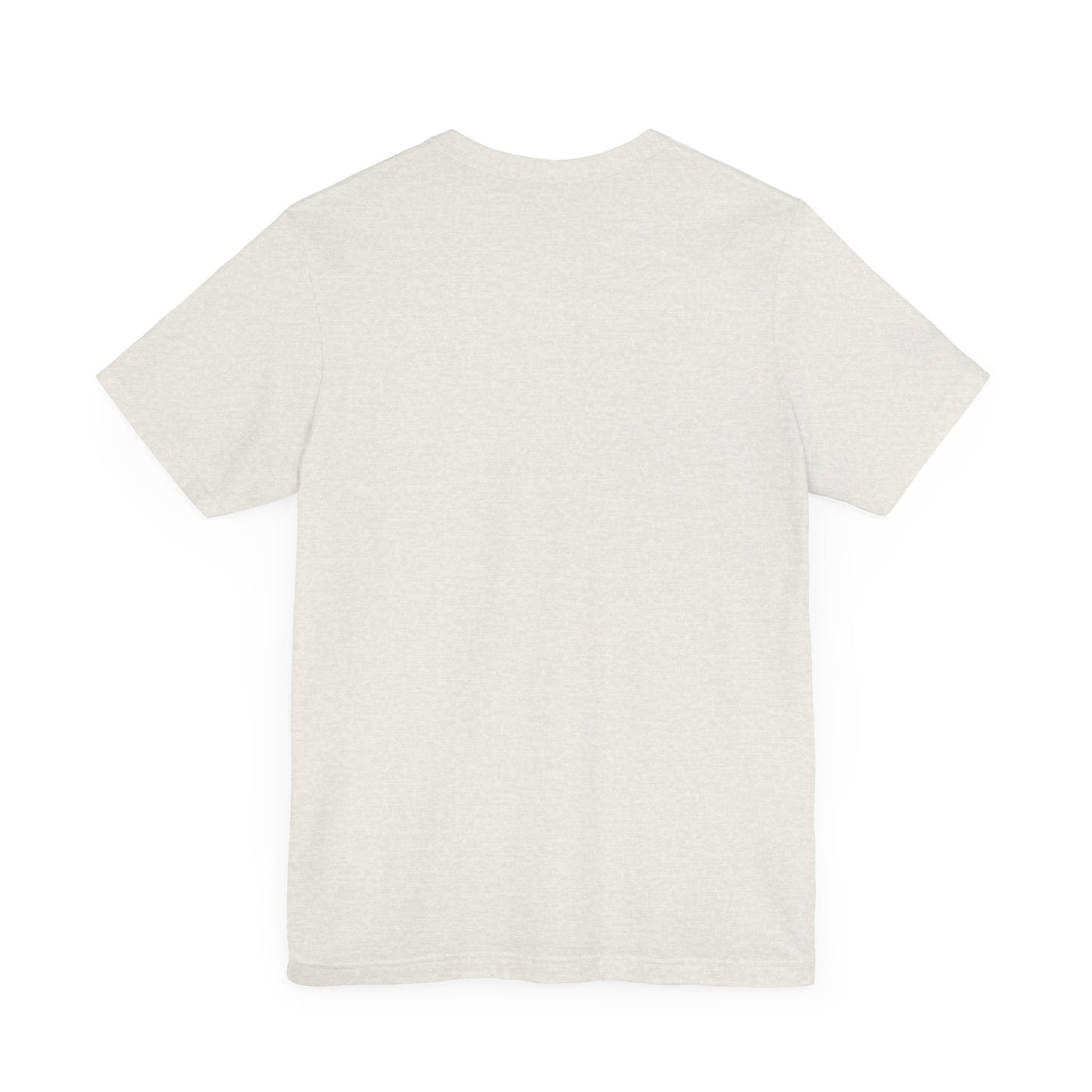 A light grey heathered t-shirt shown from the back.