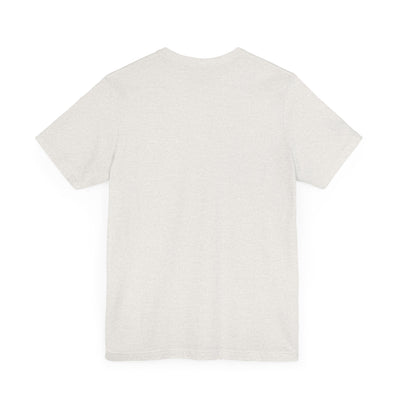 A light grey heathered t-shirt shown from the back.