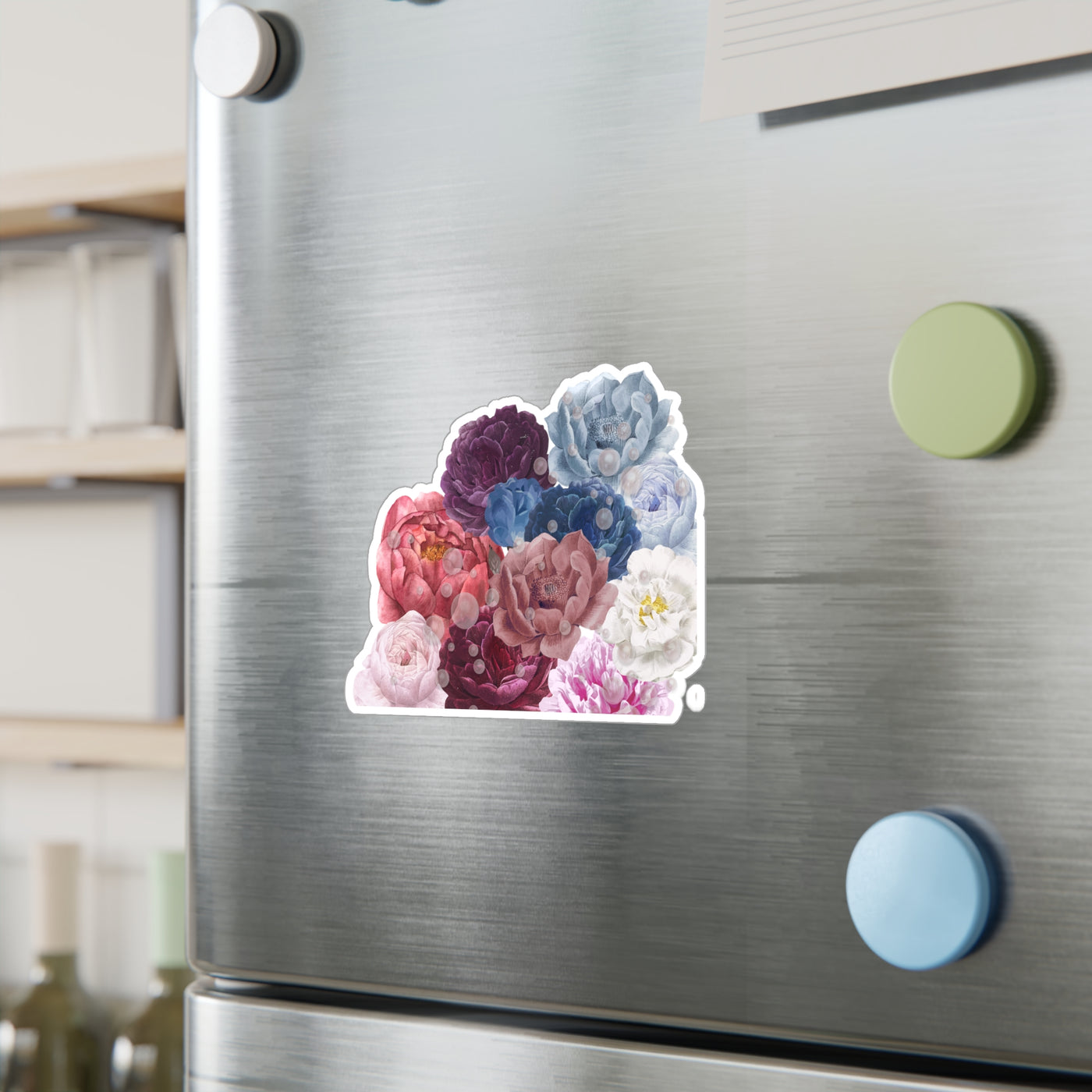 Kiss Cut Stickers: Peonies with Pearls