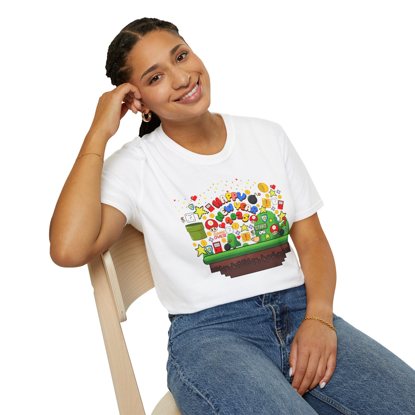 T-Shirt: Happy New Year Gamer Design | Retro
