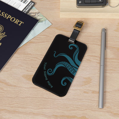 Luggage Tag: Personalized Kraken, Travel Gift, Custom Name Tag, Beach Vacation Accessory, Ocean Lover Essentials