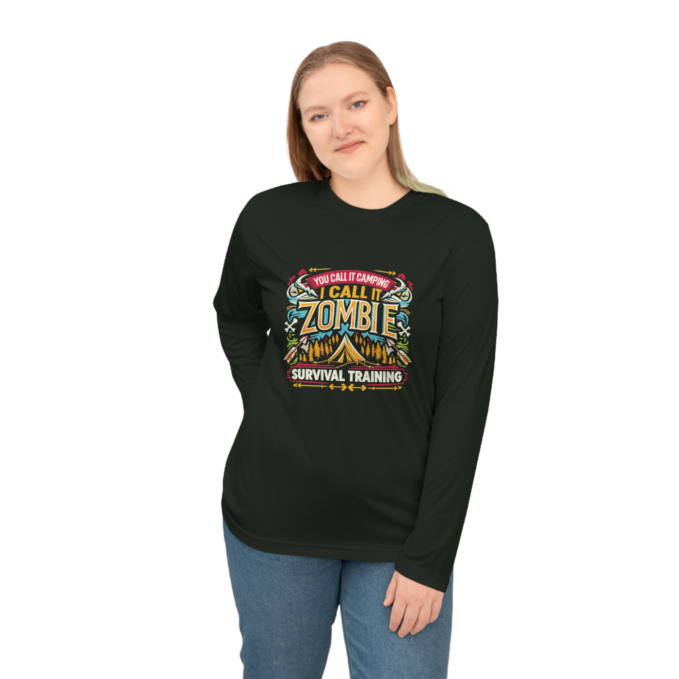 Long Sleeve Shirt: Unisex Performance Long Sleeve Shirt Zombie Survival