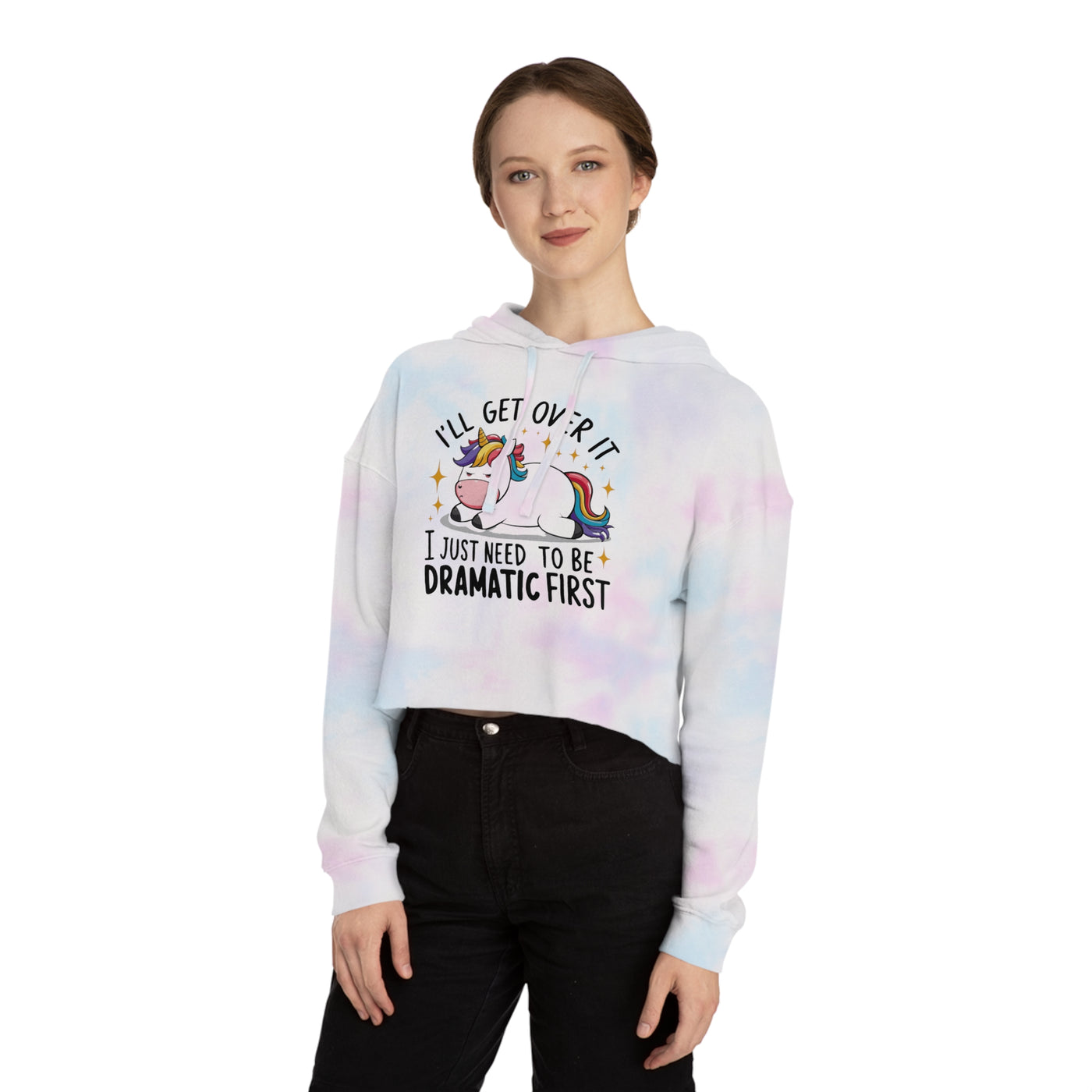 Dramatic Unicorn Cropped Hoodie for Women