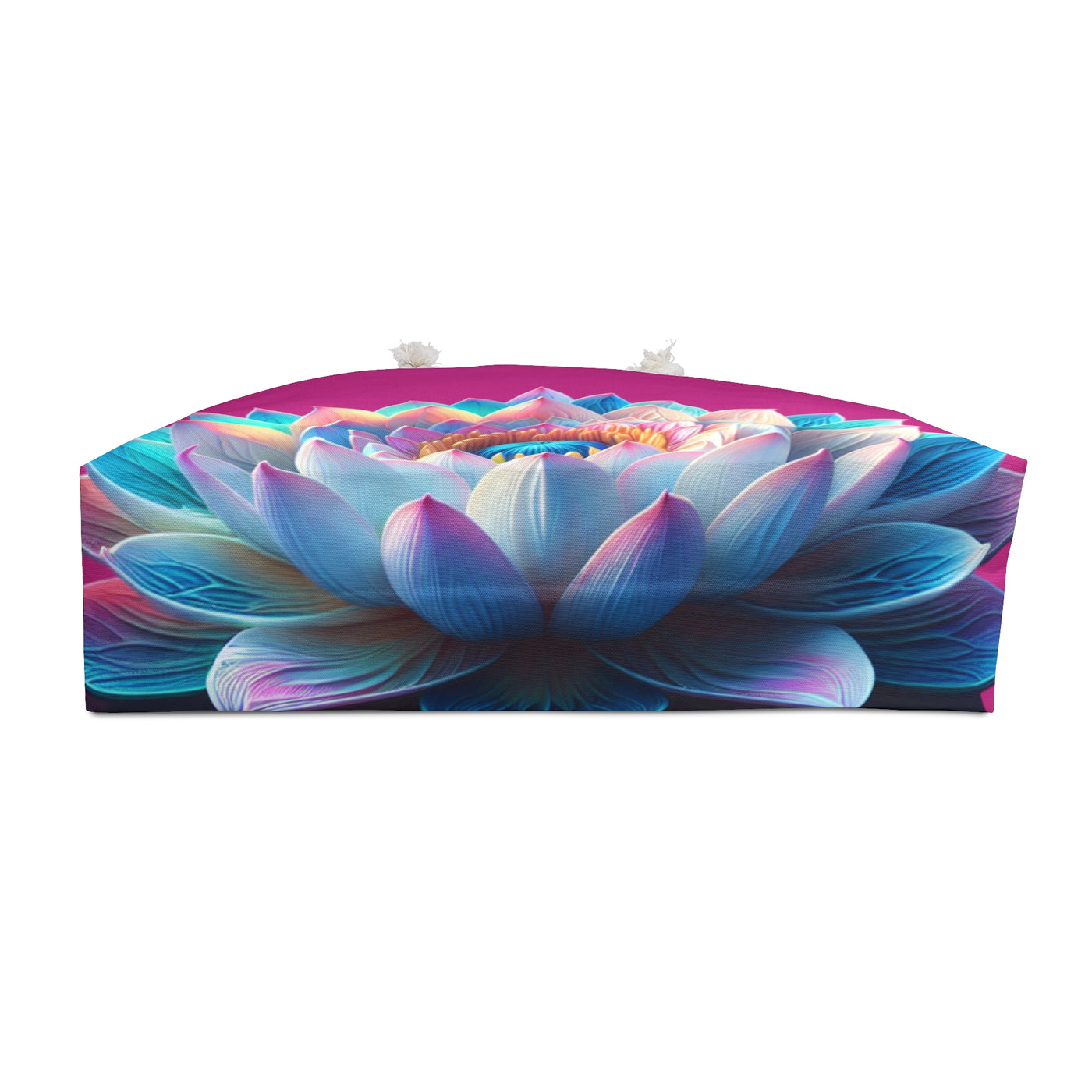 Tote Bag: Lotus Reflection Asymmetric Weekender Bag in Fuscia