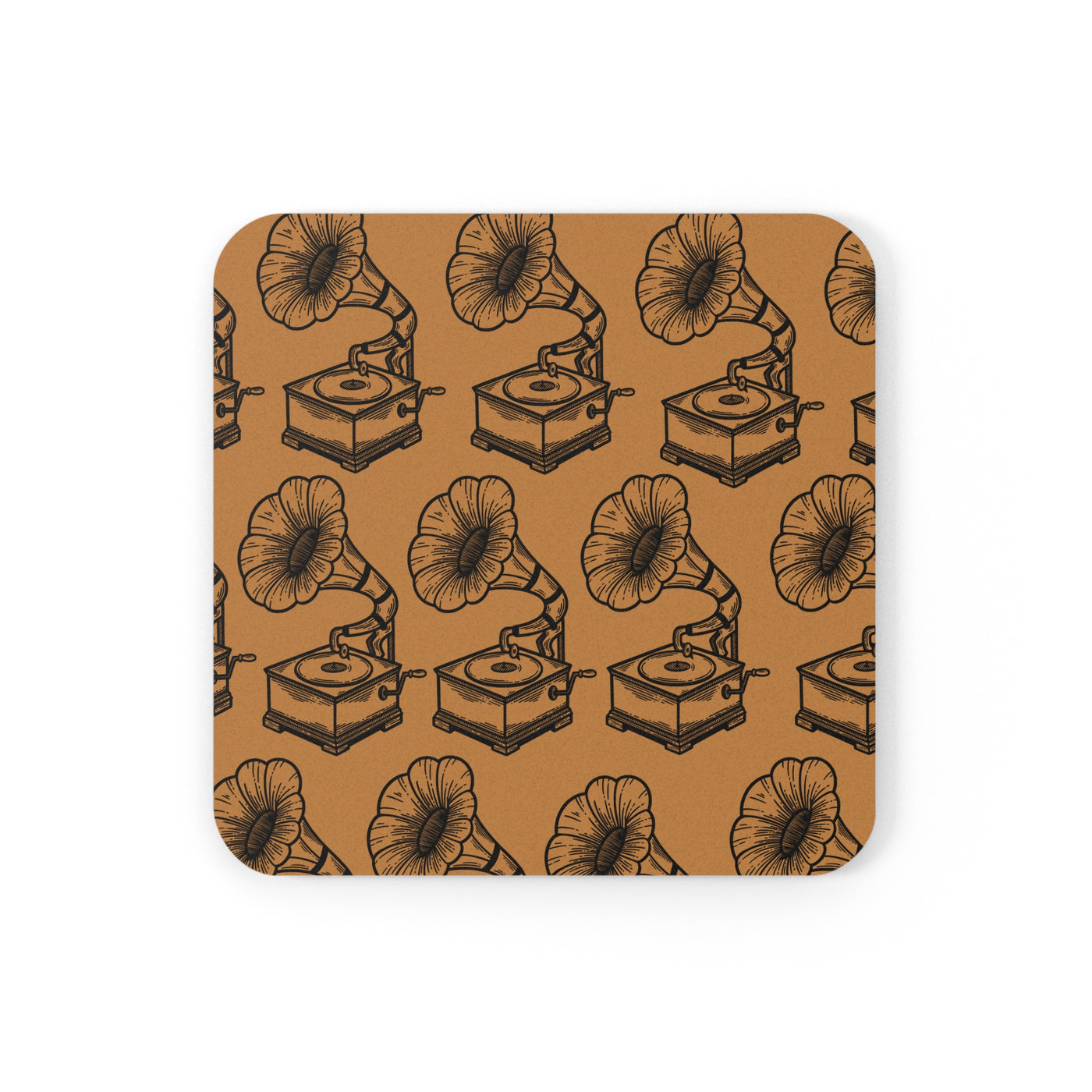 Square Coaster: Vintage Gramophone Design