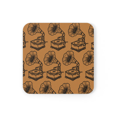 Square Coaster: Vintage Gramophone Design