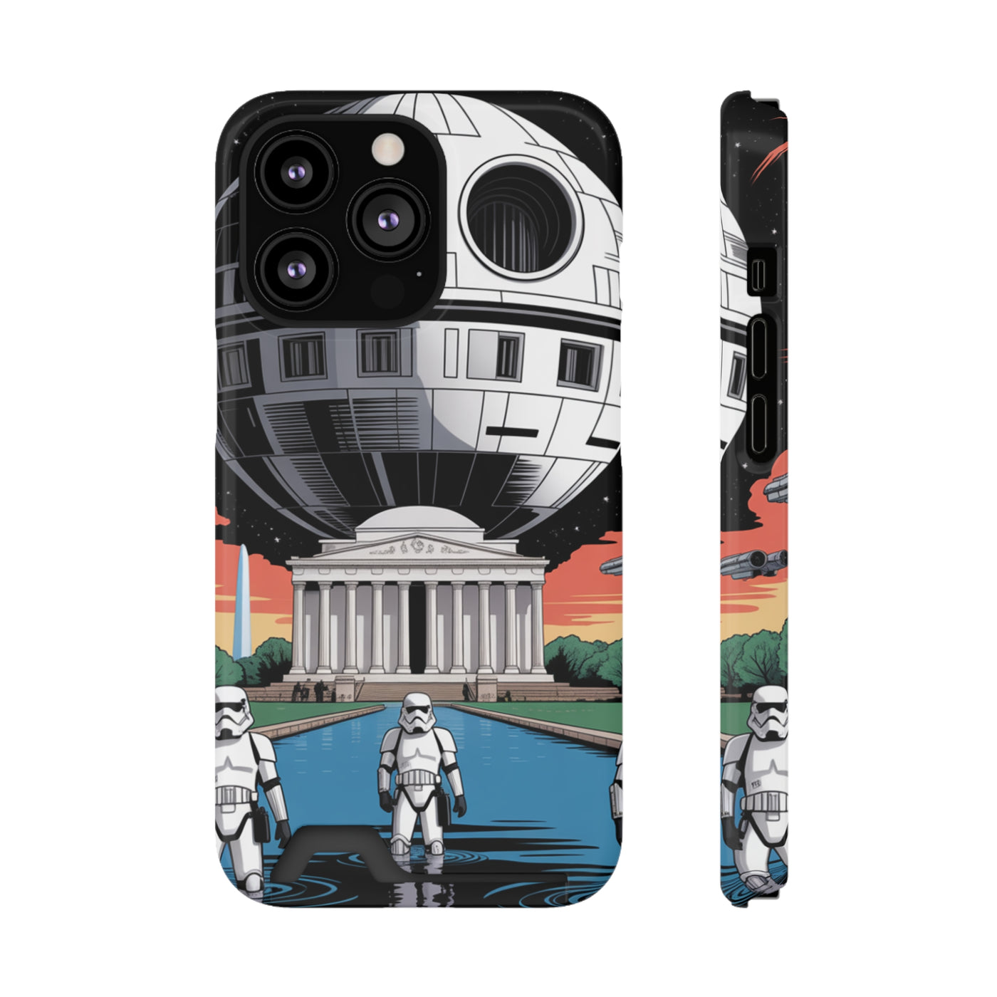 Phone Case: Galaxy-Inspired Phone Case with Card Holder, Space-Themed Gift, Star Wars-Inspired Design, Geek Accessories, Unique Phone Cover