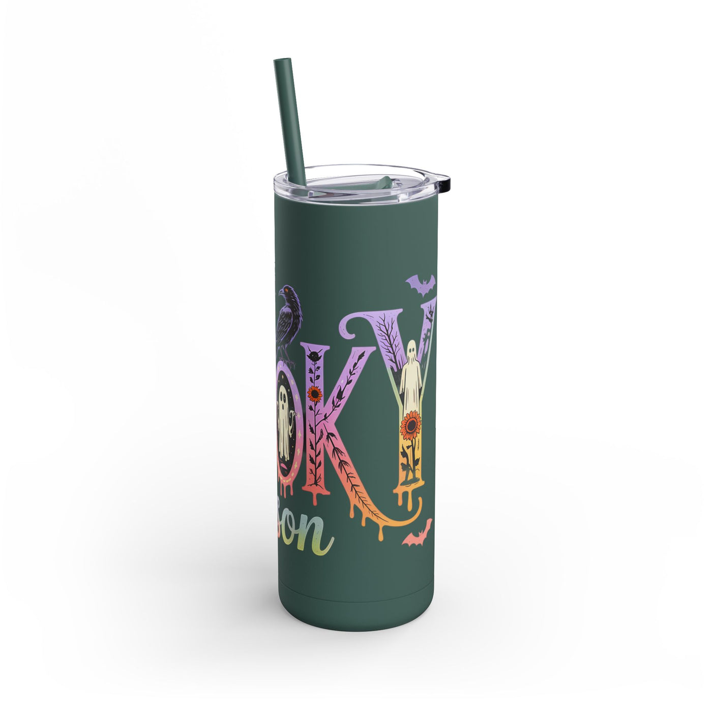 Tumbler: Colorful Spooky Halloween Tumbler, Perfect for Fall Parties, Spooky Season Drinkware, Cat & Pumpkin Design, Eco-Friendly Gift
