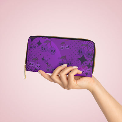 Wallet: Purple Cherry Skull | Gothic Skull & Butterfly